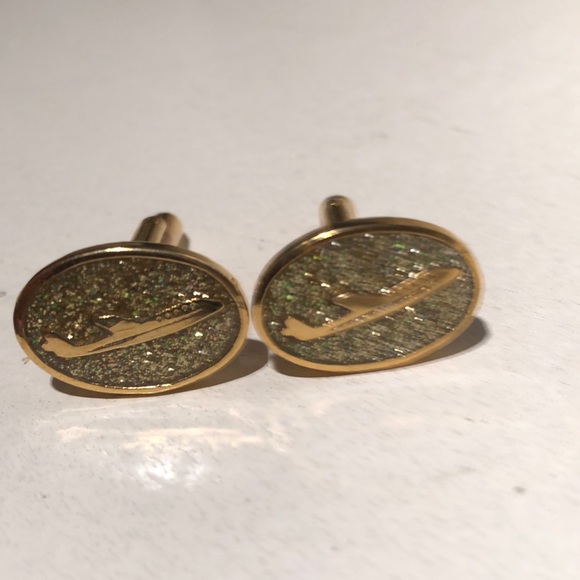 Airplane Cuff links - Gold w/sparkles - Picture 3 of 3